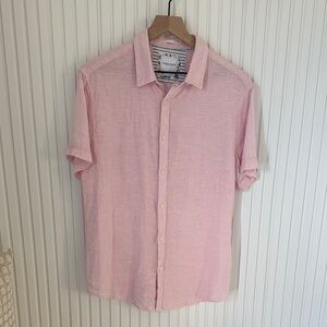Denim& Flower Light Pink Casual Button Down Shirt Linen